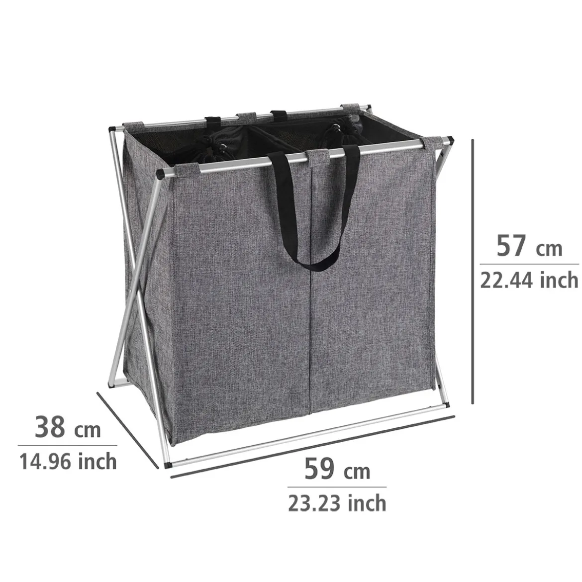 Wenko Wäschesammler Duo grau meliert 120 l