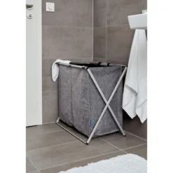 Wenko Wäschesammler Duo grau meliert 120 l