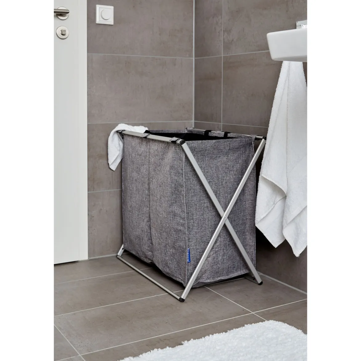 Wenko Wäschesammler Duo grau meliert 120 l