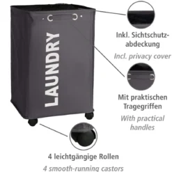 Wenko Wäschesammler Quadro grau 79 l