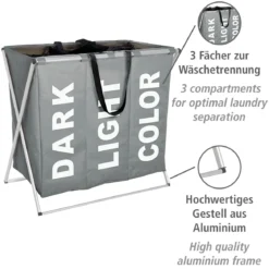 Wenko Wäschesammler Trio grau 130 l