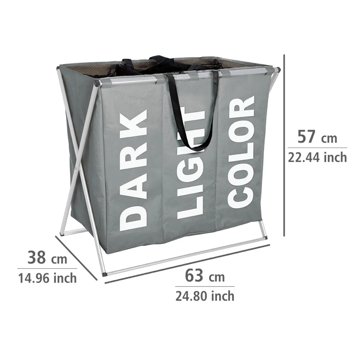 Wenko Wäschesammler Trio grau 130 l