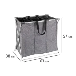 Wenko Wäschesammler Trio grau meliert 130 l