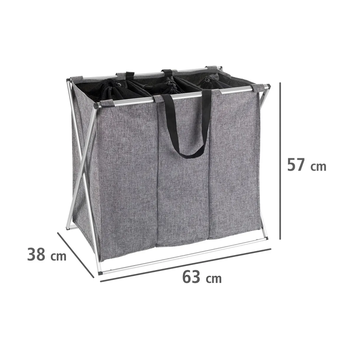 Wenko Wäschesammler Trio grau meliert 130 l