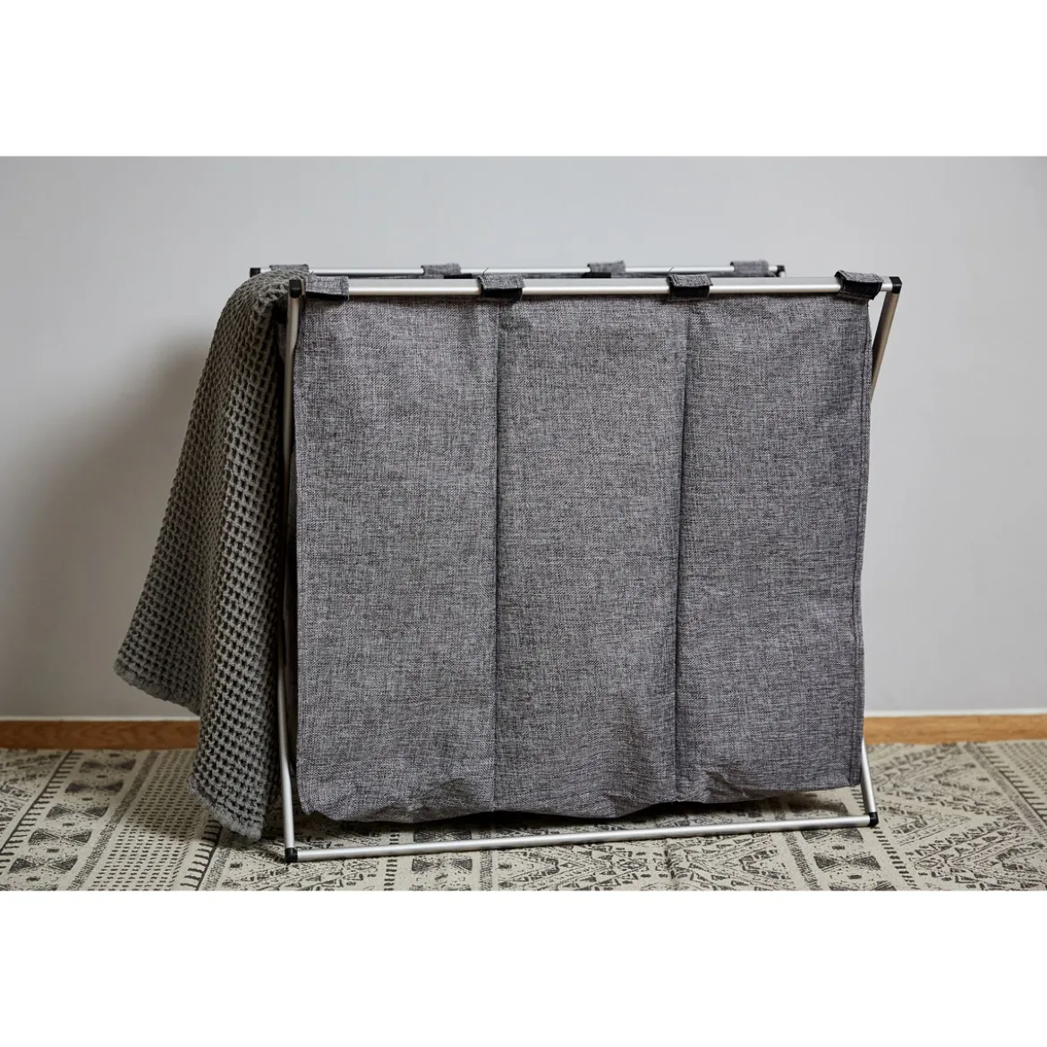 Wenko Wäschesammler Trio grau meliert 130 l