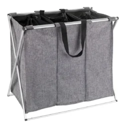 Wenko Wäschesammler Trio grau meliert 130 l