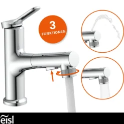 WT-Armatur Variabel chrom Schnellmontageherausziehbare Brause 2 Strahlarten